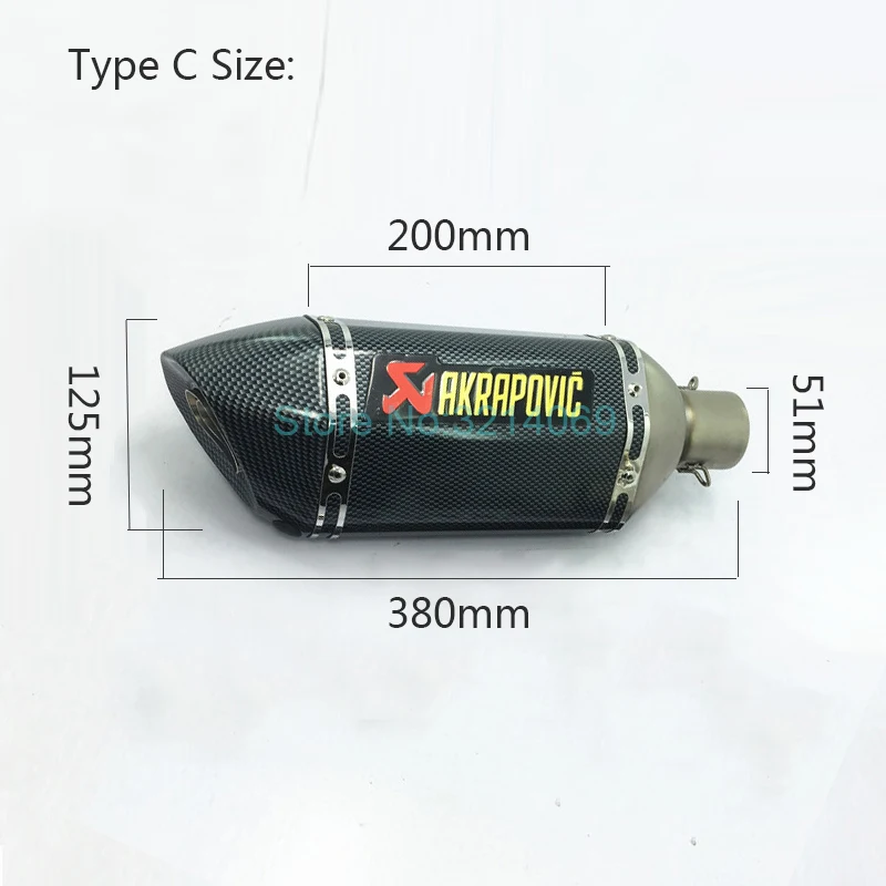 570 мм/470 мм/380 мм Универсальный 51 мм Akrapovic мотоцикл выхлопные трубы глушителя Escape Moto нержавеющая сталь выхлопная труба глушителя для мотоцикла