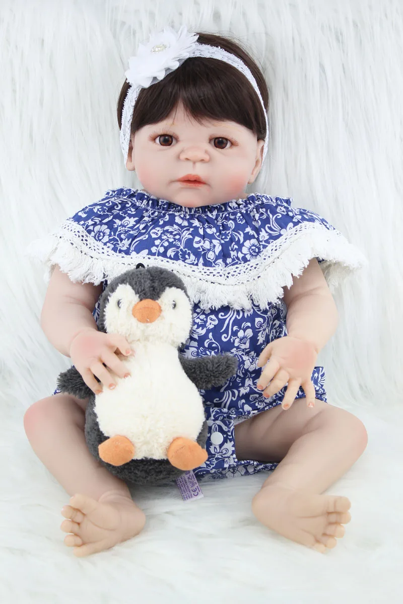 

Realistic 55cm Full Silicone Bebe Reborn Baby Girl Lovely 22" Vinyl Newborn Baby Toddler Dolls Waterproof Body Birthday Gift