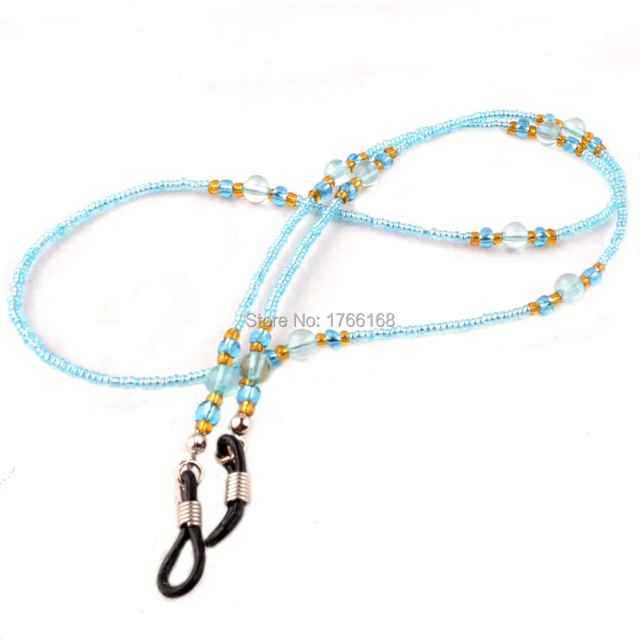 

Wholesale 20PCS Blue Acrylic Bead Eyeglass Sunglass Spectacle Cord Neck Strap String Chain Link Holder with good silicone ends