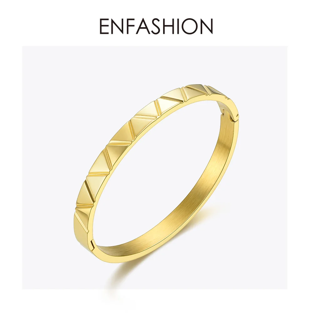 ENFASHION браслеты-манжеты из нержавеющей стали, браслеты для женщин, золотой цвет, простой Викинг панк браслет, модное ювелирное изделие BD192009