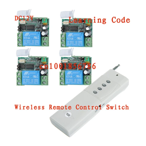 Фото DC 12V 10A 1CH 3000M 1 Transmitter & 4 Receiver Radio Frequency Wireless Remote Control System Обустройство дома DC 12V 10A 1CH 3000M 1 Transmitter & 4 Receiver Radio Frequency Wireless Remote Control System Обустройство дома