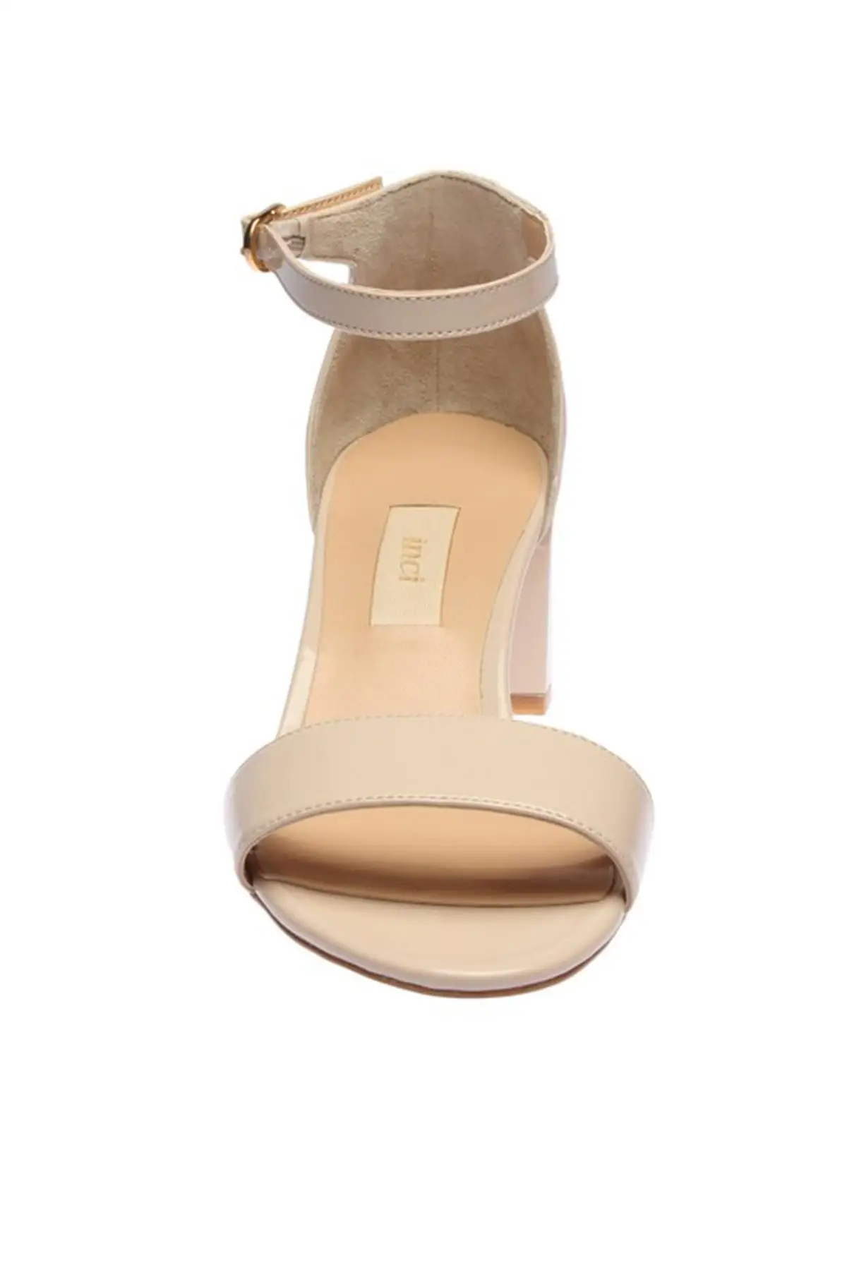 Бежевая женская обувь на высоком каблуке из натуральной кожи с жемчугом