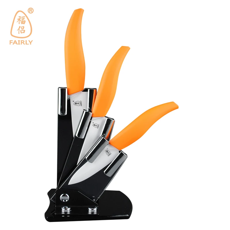 Free shipping High quality 3&quot 4&quot 5&quot inch brand Kitchen Fruit Ceramic Knife Set + Acrylic Holder block |