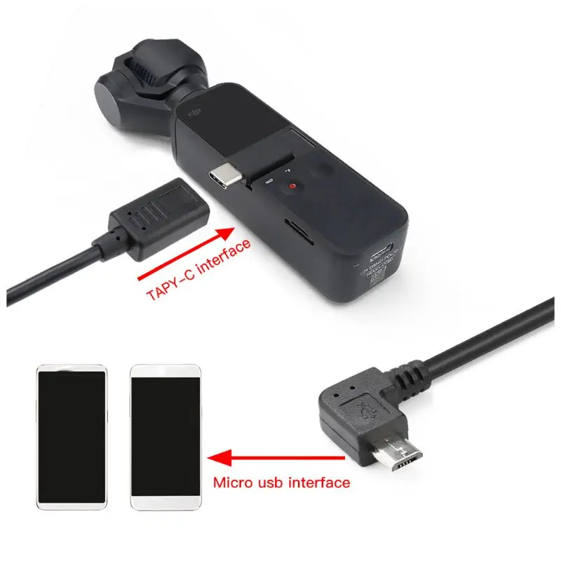 30 см 90 градусов кабель расширения шнур передачи данных провод USB Micro type-C для DJI Osmo Карманный карданный адаптер камеры