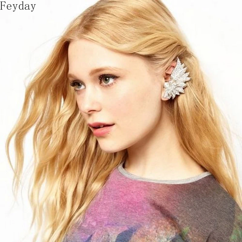 Женские серьги клипсы в форме большого веера Hyperbole бабочки модные ювелирные