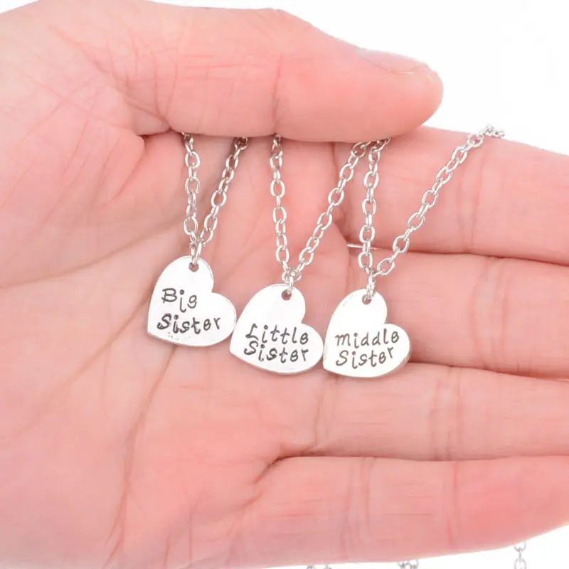 3PC/Set Big Middle Little Sister Heart Charm Chain Pendant Necklace Best Friend Women Necklaces Friendship Jewelry BFF Gifts | Украшения и