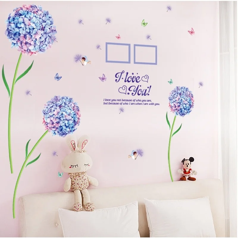 Hydrangea Photo Wall Sticker For Sofa Background Bedroom Pvc Home Decal Decorative Poster Mural Art Window Diy Study Room | Дом и сад