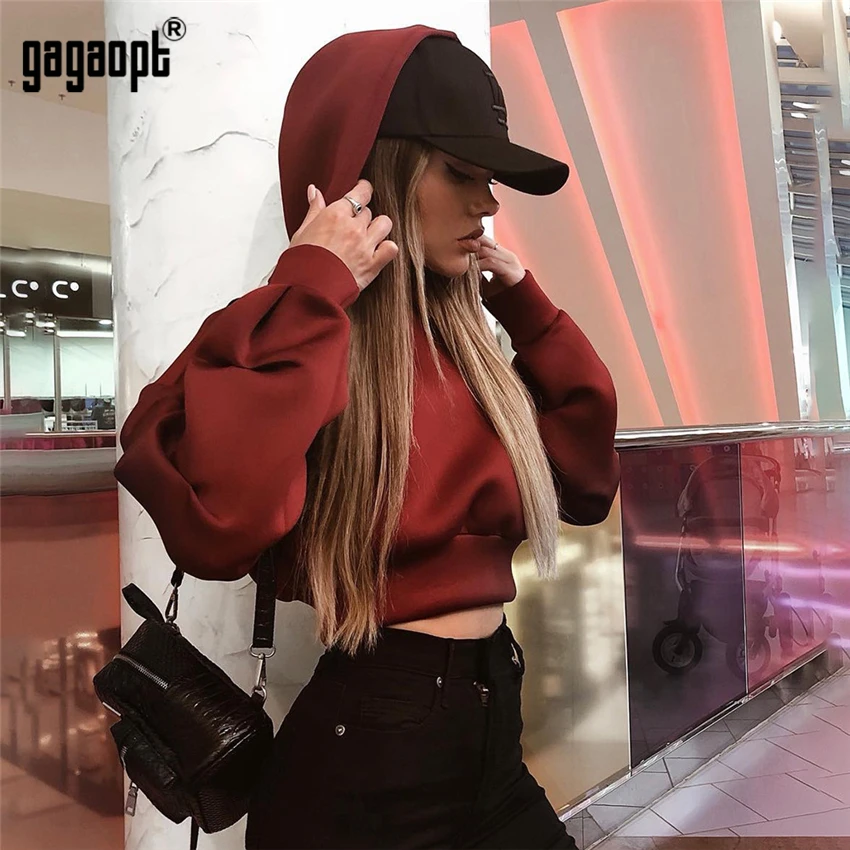 Gagaopt 2018 Повседневная Толстовка Женская мода с капюшоном длинным рукавом