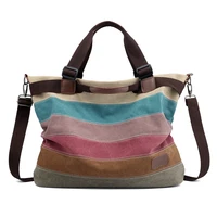 classic patchwork design canvas women handbag fashion girls portable shoulder bag cross body bag school book bag