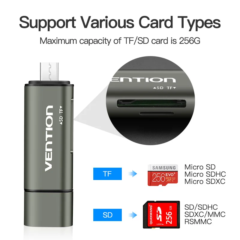 Адаптер Vention для чтения Micro SD-карт USB 3 0/TF