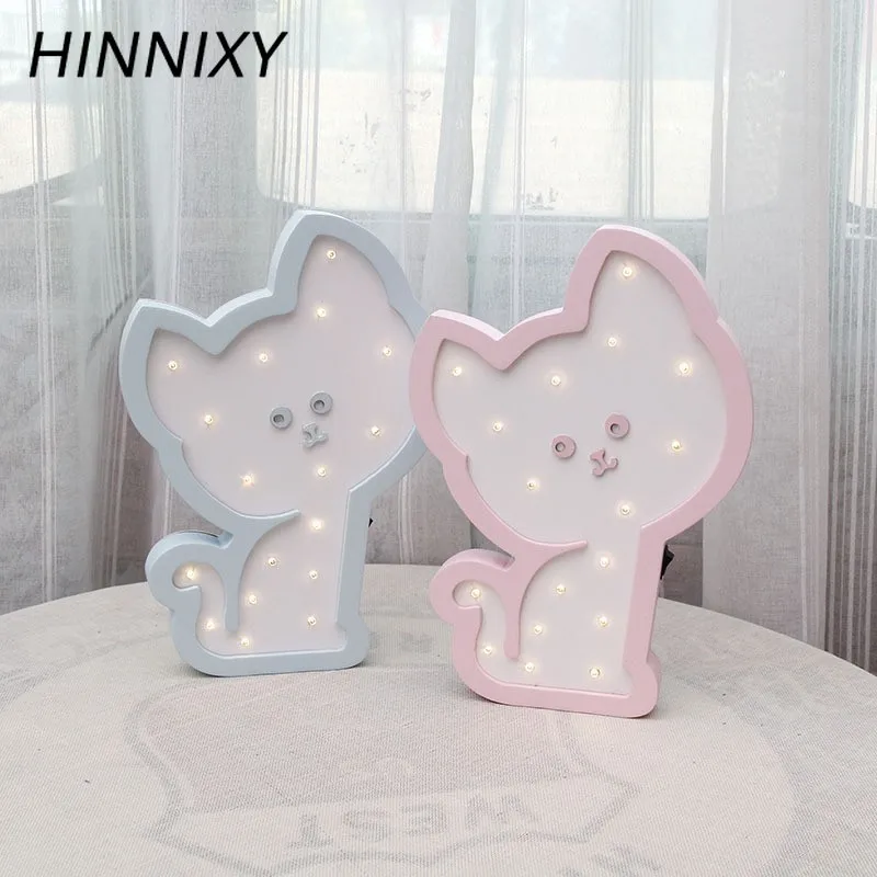 Hinnixy Милая кошачья Ночная лампа Светодиодная детская прикроватная декоративная
