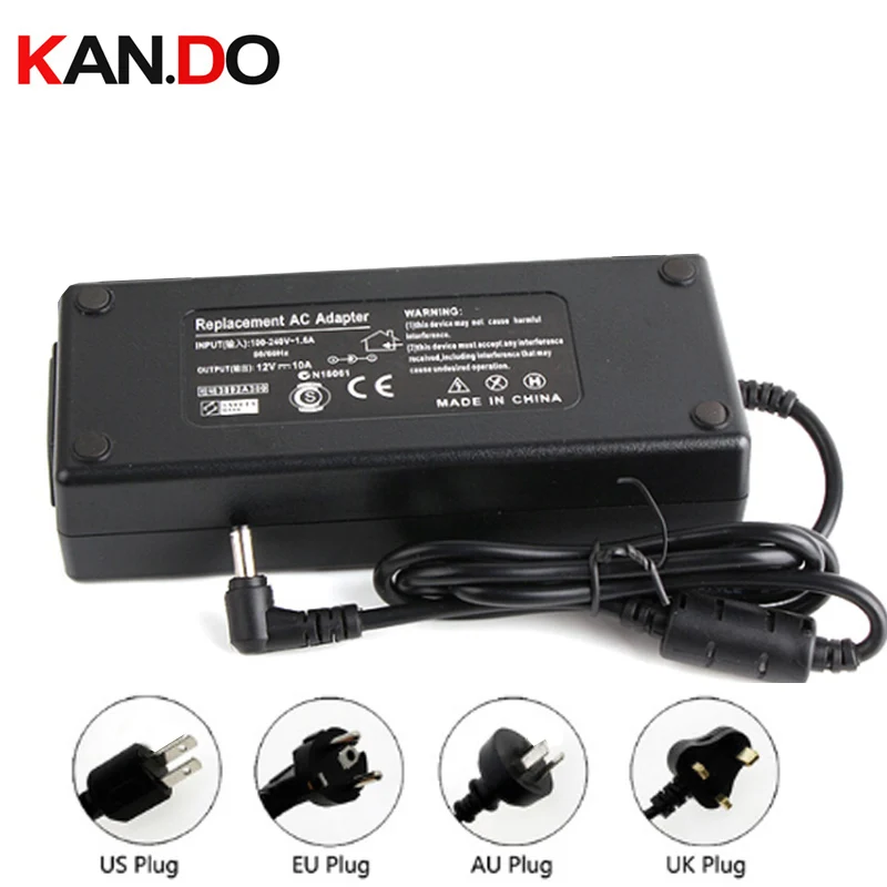 

US/EU/AU/UK Camera Power Box Adapter AC Transformer 12V 10A DC Adaptor 110-240V -12V Powering Supply 5.5x2.1mm Switch 10A