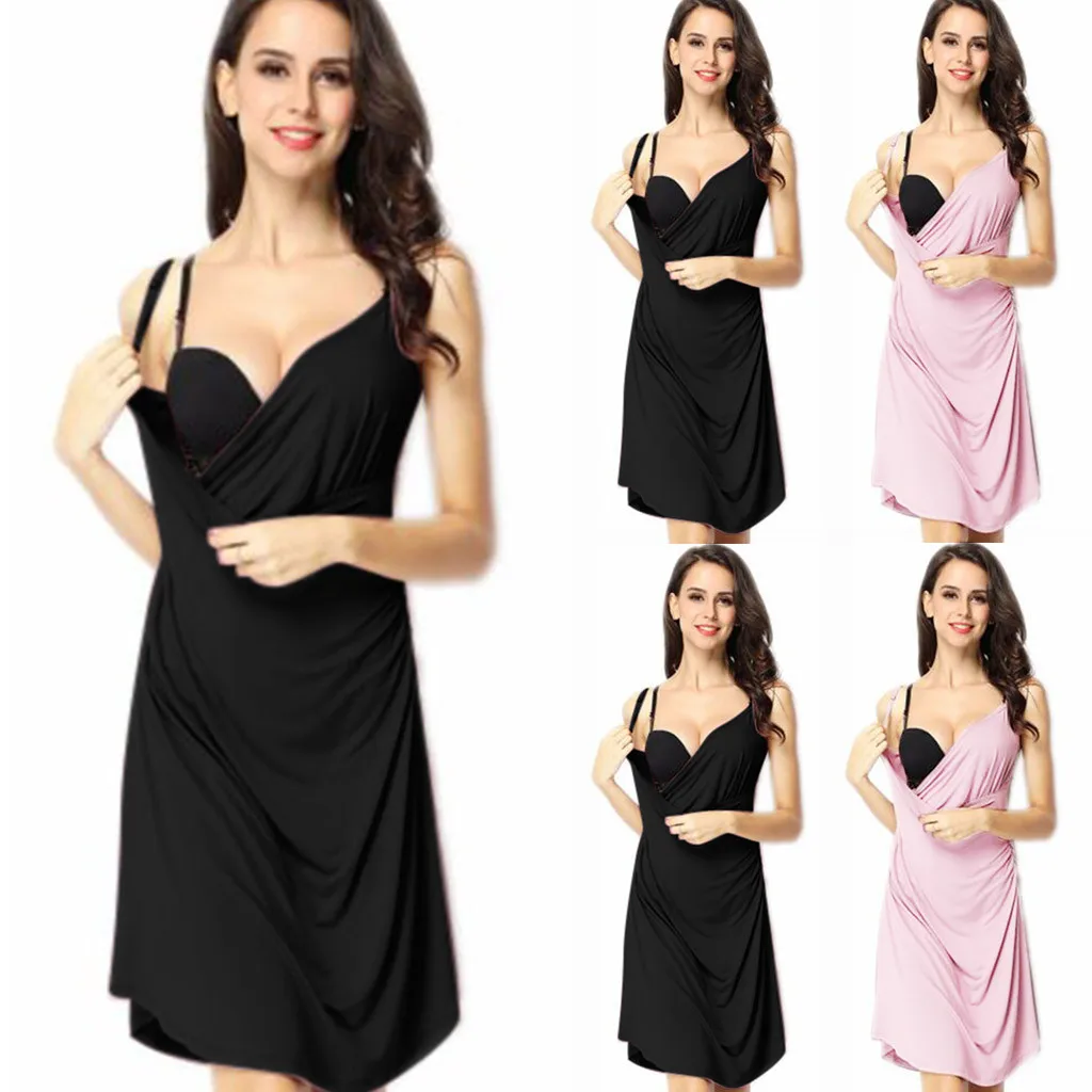 Женское платье для беременных с v-образным вырезом без рукавов ночная рубашка