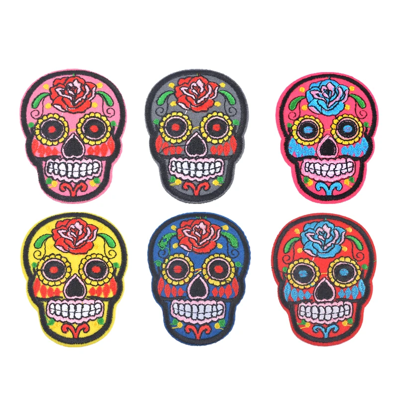 5 шт Череп блёстки патчи железа на швейных приложений Значки для одежды наклейки