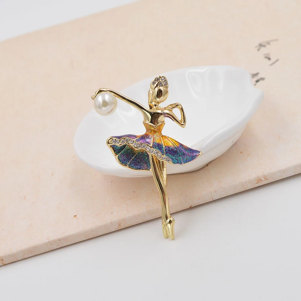 Gymnastics Girl Brooches for Women Cute Enamel Ballet Dancing Pin Bijouterie Corsage Fashion Jewelry | Украшения и аксессуары