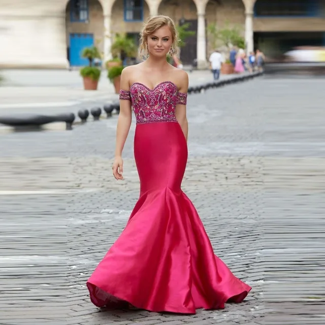 same as pic Платья цвета фуксии Формальные Длинные Abendkleid Robe De Soiree бисерное платье с кристаллами Avondjurk Vestido Longo Бальные платья русалки - Цвет: same as pic