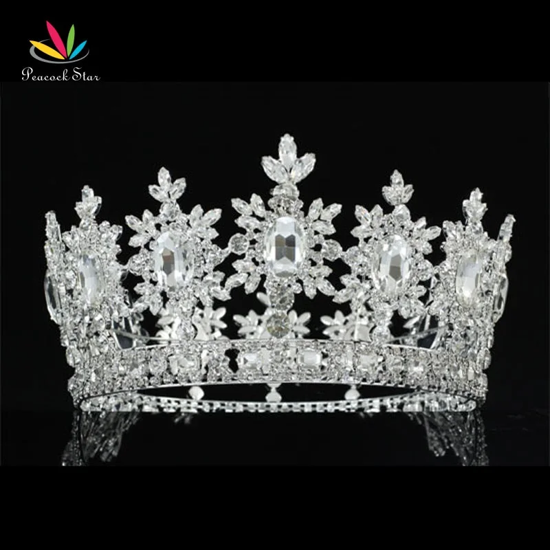 Павлин звезда для мужчин король корона Pageant Пром аксессуары Полный Круг Круглый тиара CT1827