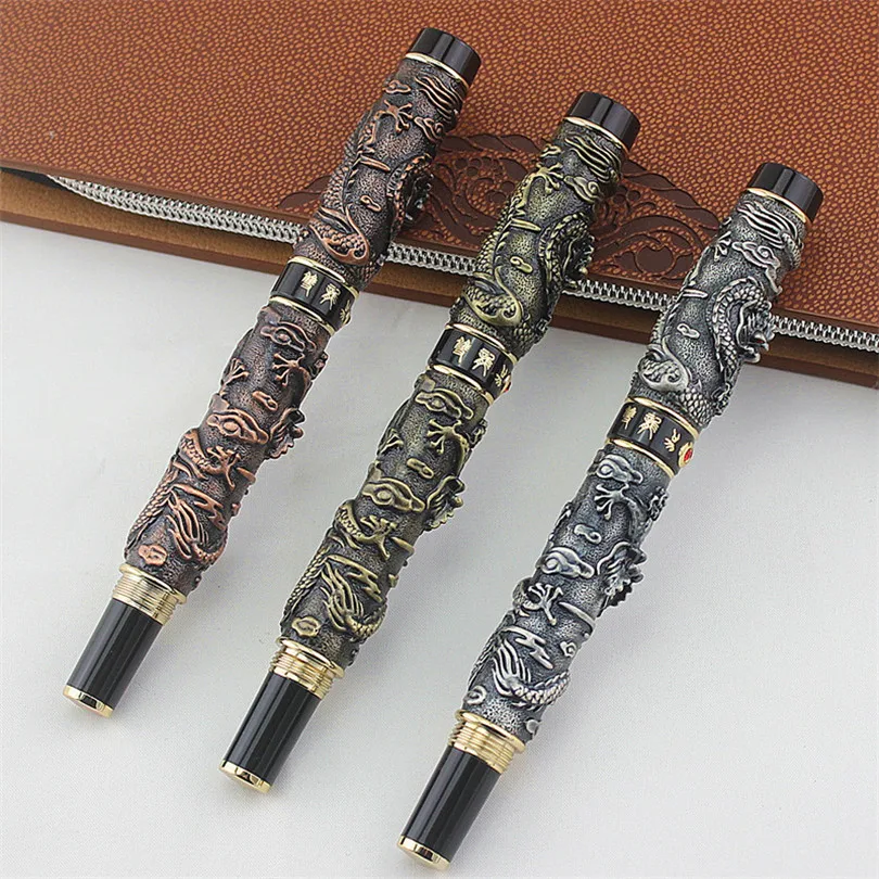 Роскошная металлическая перьевая ручка Jinhao в виде дракона винтажная иририта