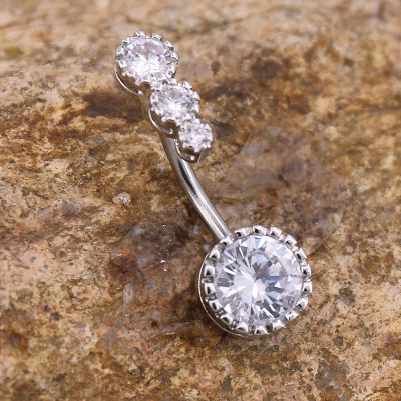 

Body Punk 10 pcs Set 316L Surgical Steel Belly Piercing Button Rings Clear CZ Round Crystal Navel Rings Belly Nombril Jewelry
