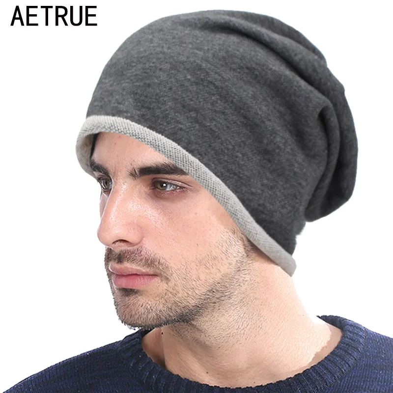 AETRUE шапка бини, женские осенне-зимние шапки для мужчин, Модная вязаная Лыжная шапка, одноцветная теплая маска, мягкие мужские вязаные шапки, шапки