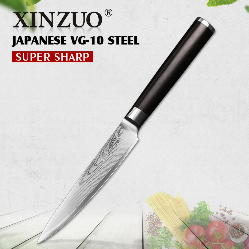 XINZUO " Универсальный нож VG10 Дамасская сталь японские кухонные ножи Высокое качество Прочный острый нож для очистки овощей ручка из черного дерева