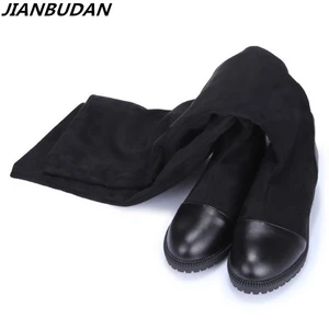 Сапоги женские осенние из эластичного материала, на платформе, до колена, размер 35-43, 2021