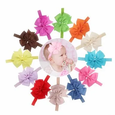 

300pcs/lot grosgrain ribbon bow headband bows on thin Elastic