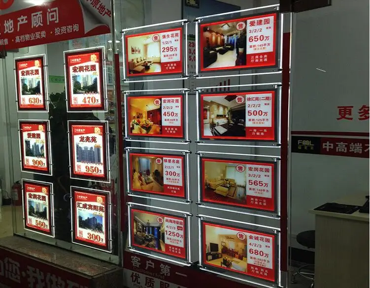 Led Hanging Crystal Light Box Panel Acrylic a4 Display Window Real Estate Advertising 12PCS/LOT | Лампы и освещение