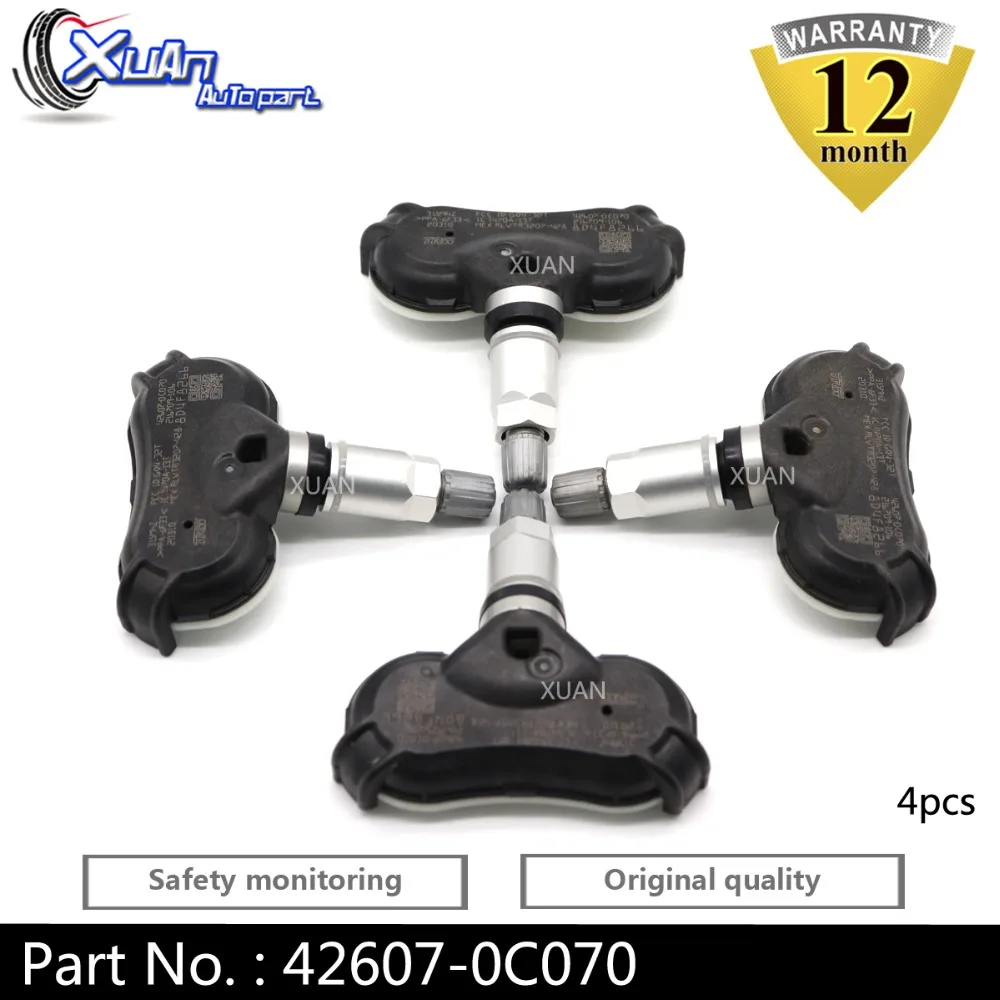 XUAN 4 шт. датчик давления в шинах TPMS 42607-0C070 для 2008-2013 Toyota Sequoia Tundra Sienna 315 МГц