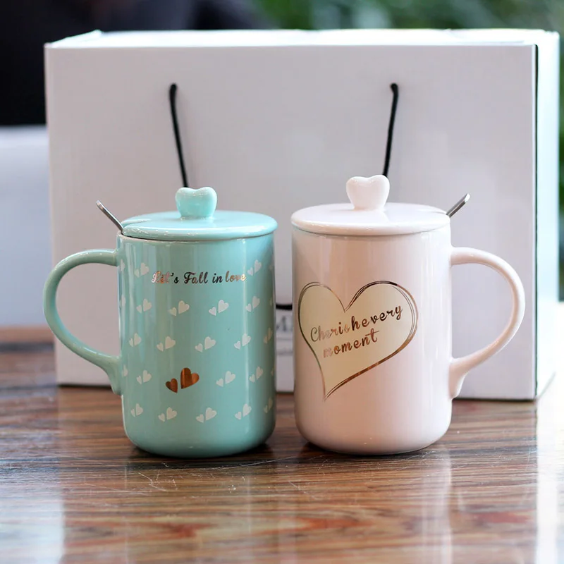 2 шт./компл. чашка для влюбленных в сердце контур золотой керамической кофейной