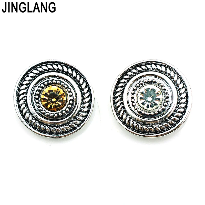 

JINGLANG Free Shipping Fashion 2 Color Crystal 18mm Snap Button Metal Clasp Button Interchangeable Jewelry Accessories