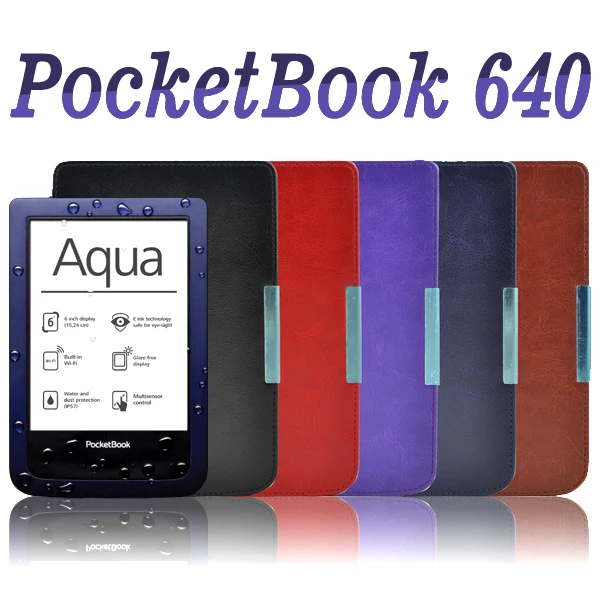 Тонкий кожаный чехол для pocketbook Aqua (640) бесплатная доставка 50 шт./лот|case for