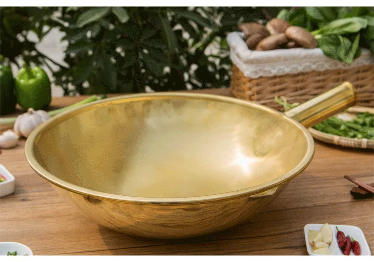 

Pure purple copper frying pan handmade thickened red copper pot Chinese wok kitchen cookware stew soup hot pot