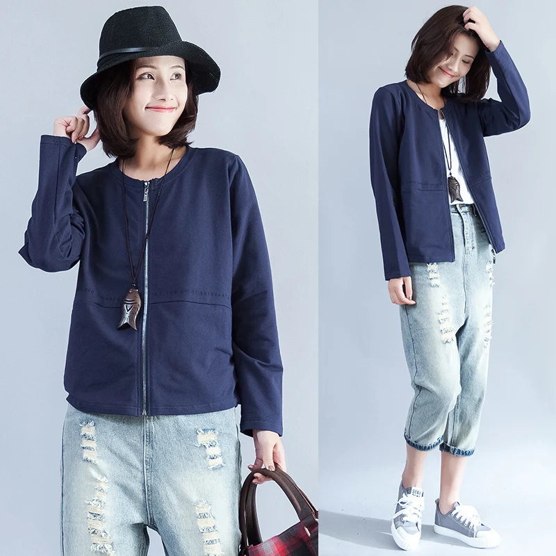 2017 Новинка осени Женская куртка Большие размеры модные однотонные Женские