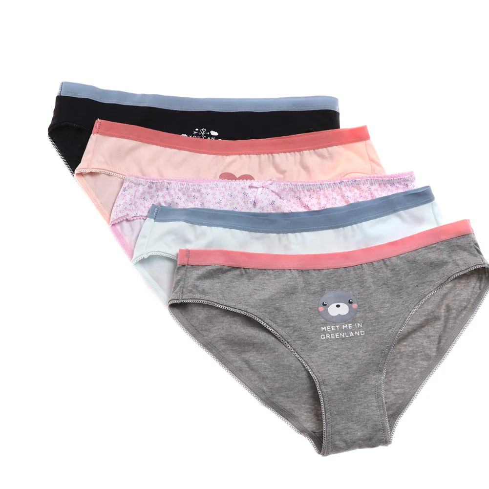 5 шт./упаковка женские хлопковые трусы нижнее белье с принтом размеры S M L XL|cotton