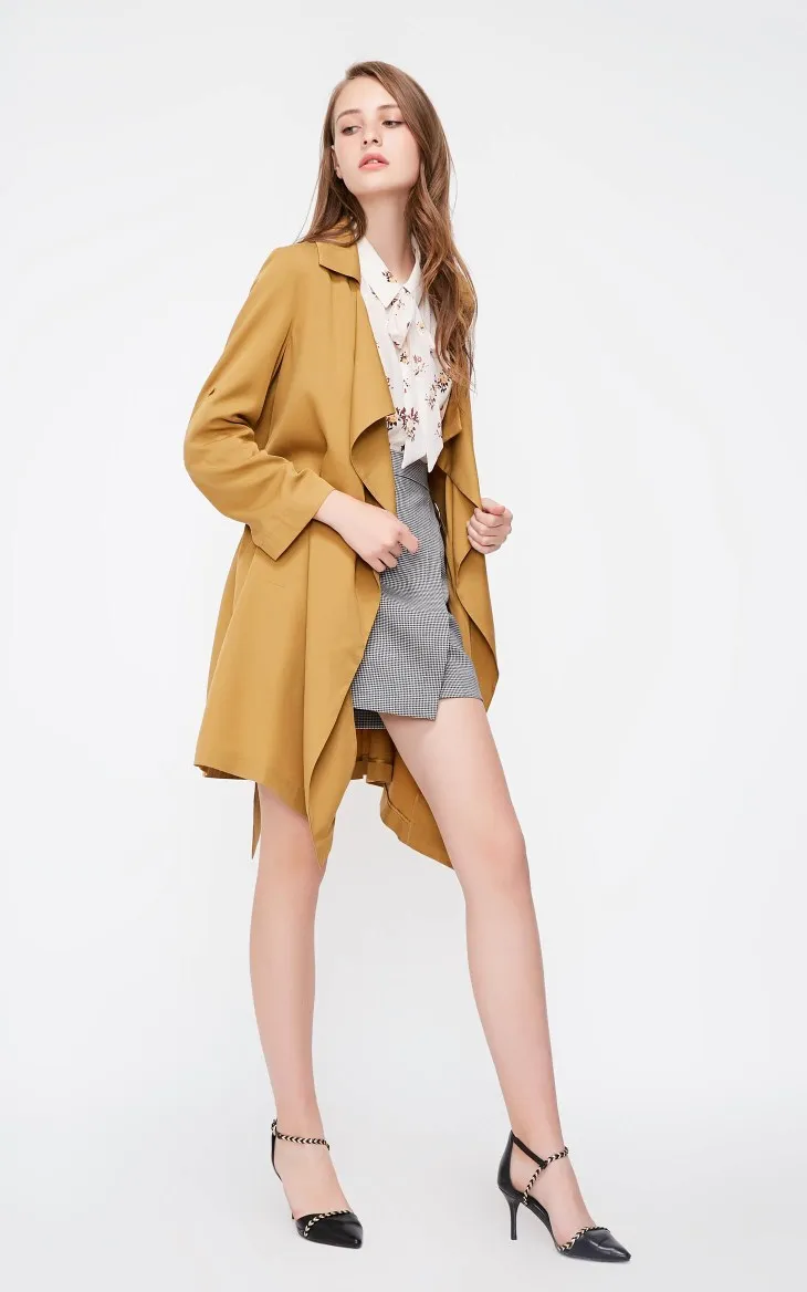 Vero Moda Женские OL стиль лацкан драпировки удлиненная ветровка | 318321513