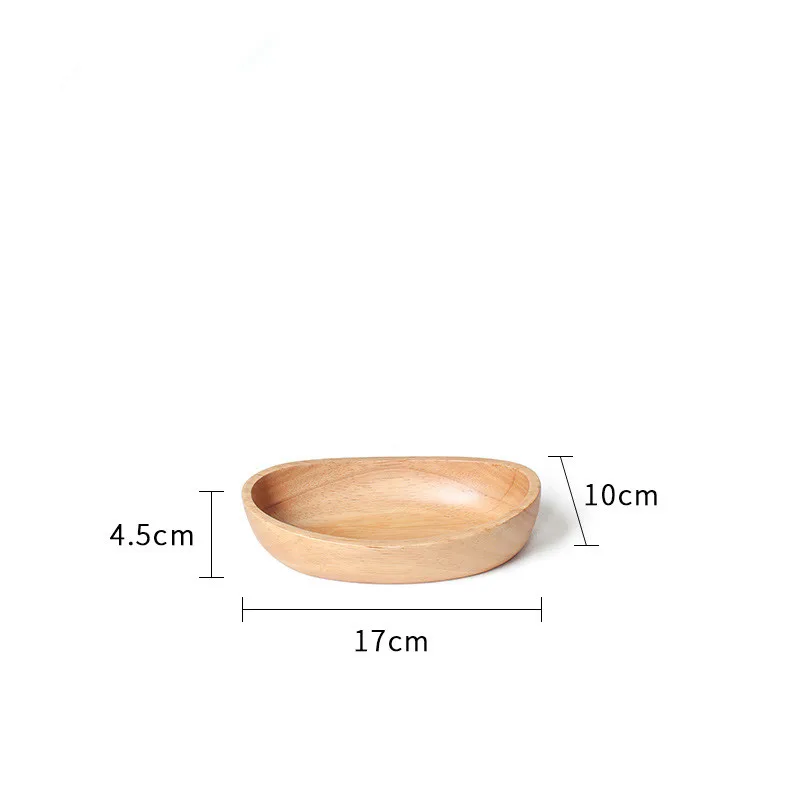 JJ1307-17CM Утепленные салатник резиновая древесина бука кастрюля тарелка для фруктов блюдо, тарелка Чай лоток десертный ужин хлеб древесных плит - Цвет: JJ1307-17CM