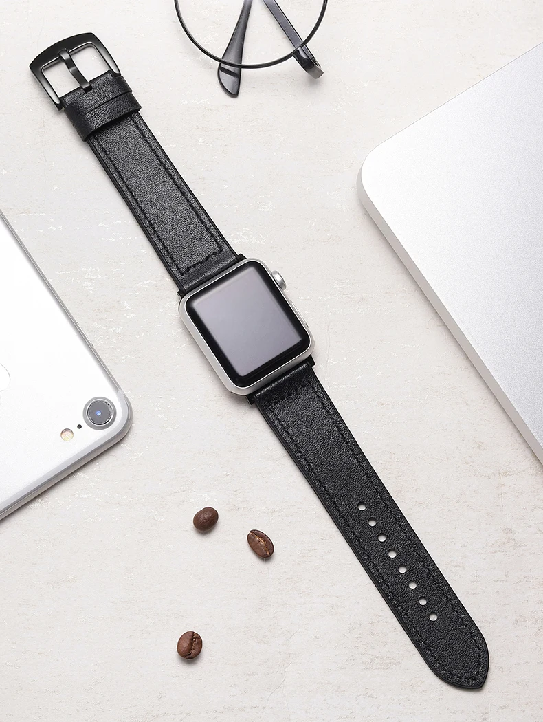 Кутить кожаный силиконовый ремешок для наручных часов Apple Watch, версии 3/2/1 38 мм 42 мм браслет ремешок для наручных часов iwatch серии 4 40 мм, длина-44 мм, ремешок для часов