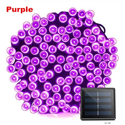 Purple 50/100/200 Led Солнечная Фея светильник уличный Водонепроницаемый уличная гирлянда домики рождественские украшения для сада строка светильник полоса цепь - Испускаемый цвет: Purple