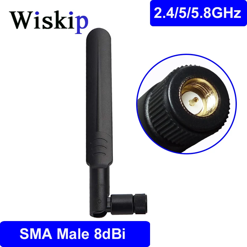 Антенна Wi Fi 2 4 ГГц 5 8 8dbi SMA Мужская Двухдиапазонная для беспроводных