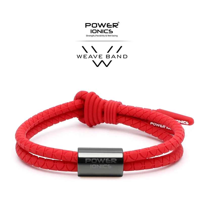 Power Ionics WEAVE BAND унисекс водонепроницаемый ионы и германий спортивный модный браслет надпись подарки - Окраска металла: Red-GunGray Ring