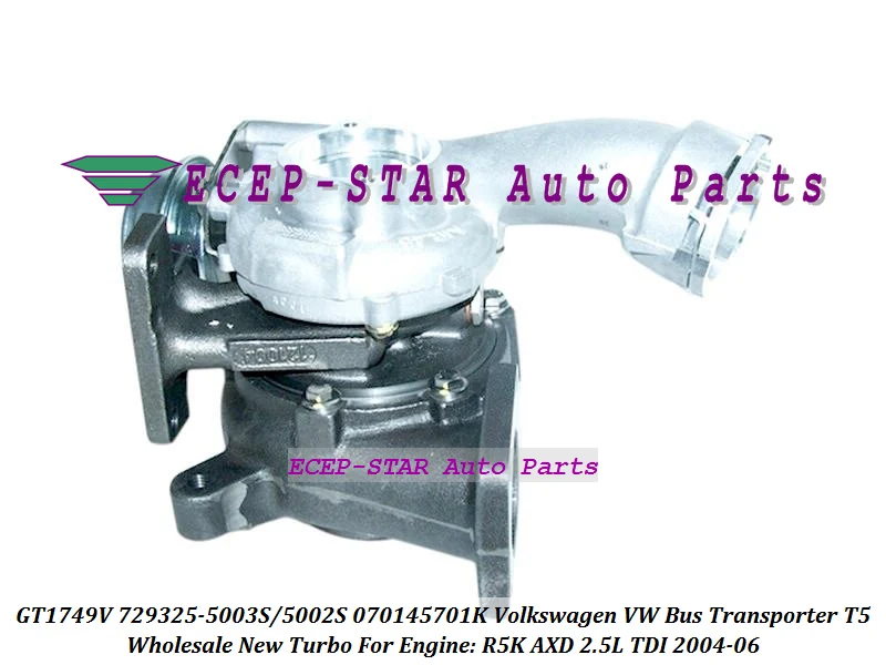 Турбо GT1749V 729325 5003S 5002S 070145701K 070145701KX 070145701KV для автобуса VW транспортера T5 2004 R5K AXD