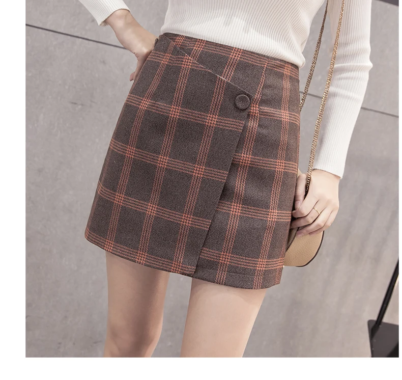 Новое поступление 2019 года Сезон Зима модная трапециевидная клетчатая юбка в