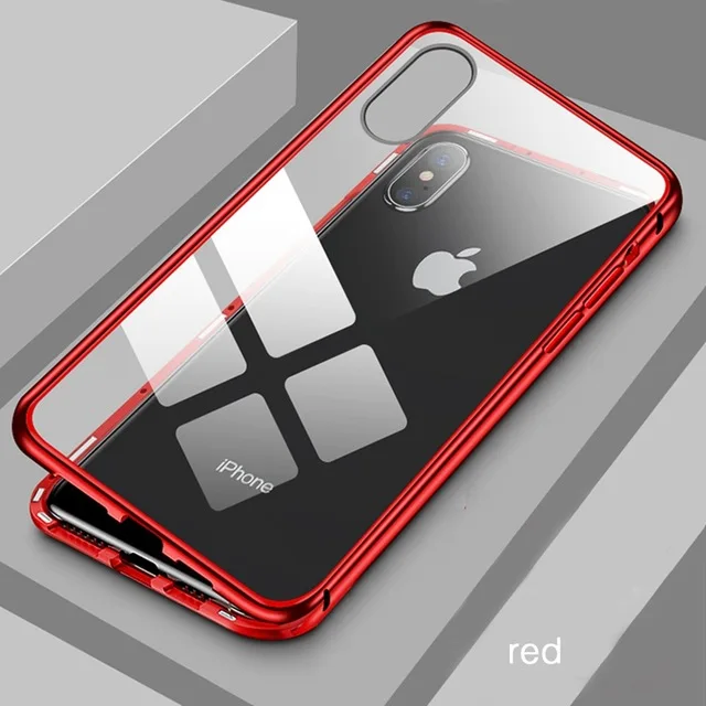 Full Red 004 360 двойной Магнитный флип-чехол для iphone 11 Pro MAX XS X XR 8 7 Plus Чехол передняя+ Задняя стеклянная крышка чехол для iphone 7 Plus Чехлы бамперы - Цвет: Full Red 004