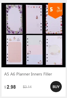 A5 A6 A7 PVC PP 5 листов планировщик разделители для отрывных листов связующий блокнот на спирали, дневник Еженедельный Органайзер аксессуары внутренняя страница