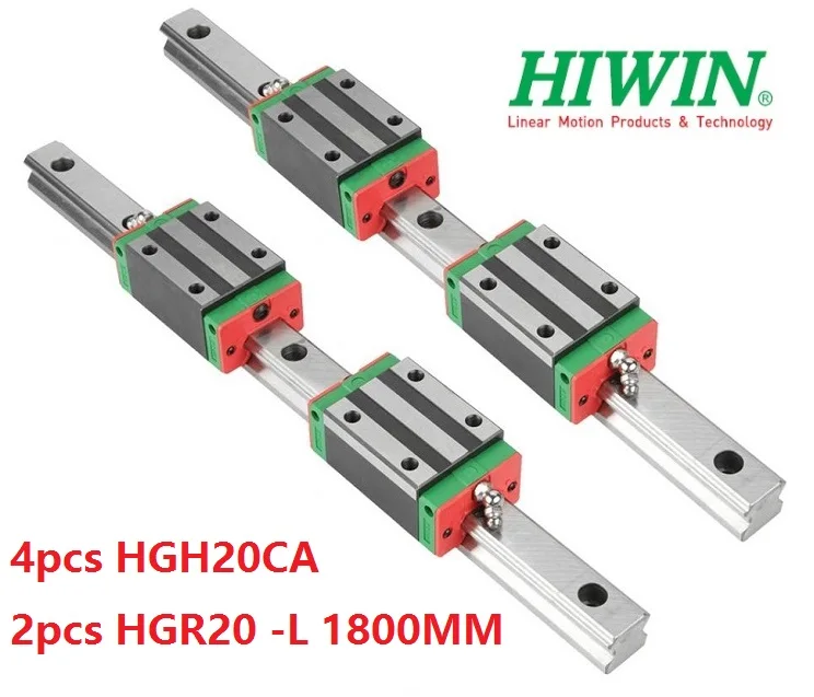 

2 шт., Hiwin rail HGR20 -L 1800 мм + 4 шт. узких блока HGH20CA для ЧПУ