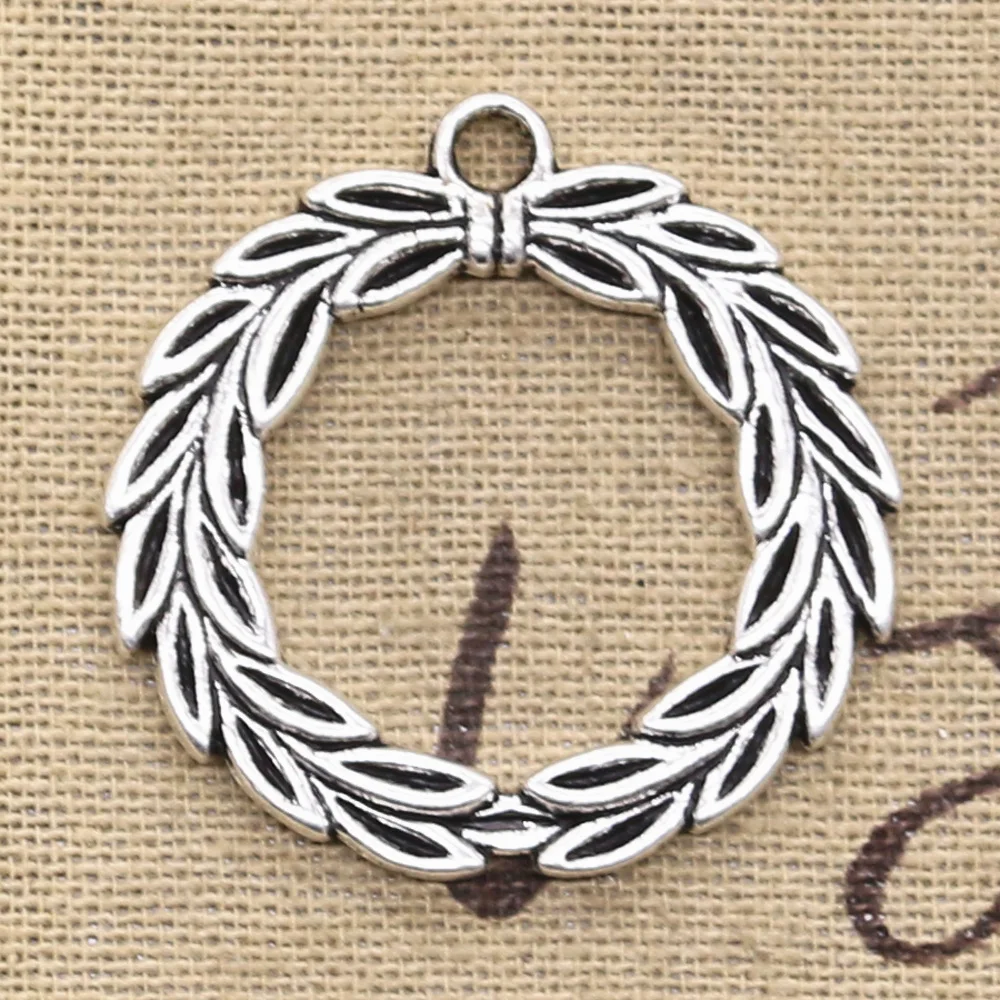 6 шт. амулеты оливковая ветка лавровый венок 36x34 мм античная бронза серебряный цвет Подвески Сделай Сам в поисках тибетских ювелирных изделий ручной работы
