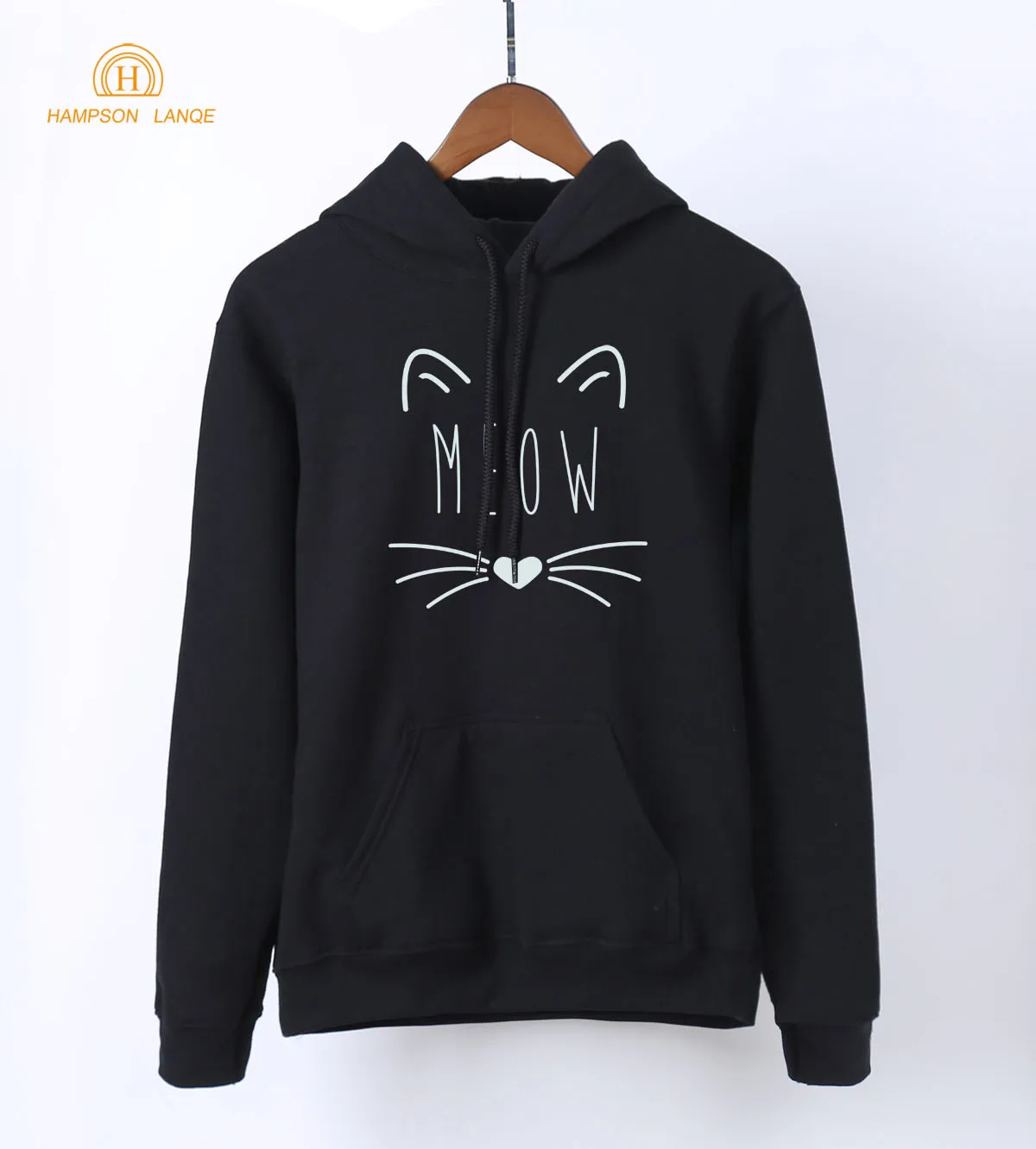 

HAMPSON LANQE Kawaii Meow Hoodies 2020 Spring Autumn Women Sweatshirt Kpop Warm Cute Cat Print Hoodie Long Sleeve Pullovers
