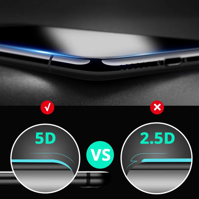 Закаленное стекло 5D для iPhone 6 6s Plus закругленный край полное покрытие Защитная