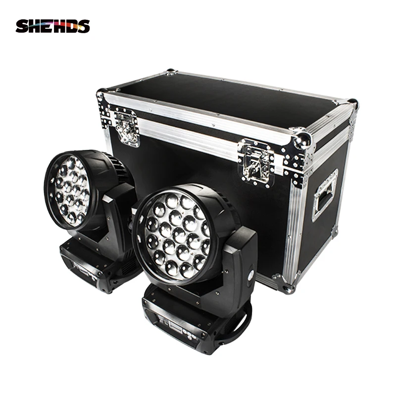Чехол для полетов SHEHDS с 2 светодиодными балками + стирка 19x15 Вт RGBW Масштабирование